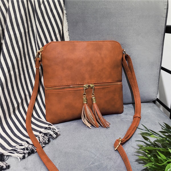 Dam crossbody väska, fashion axelväska med tofsar