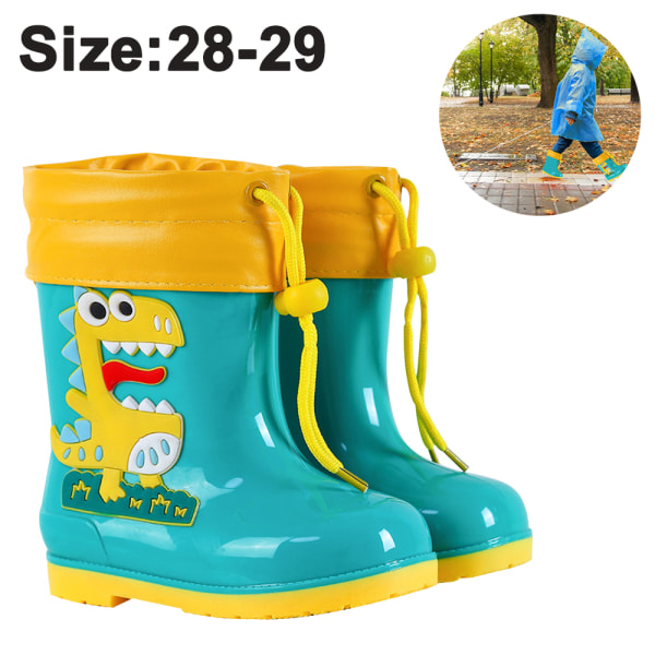 Regnstövlar för småbarn, lätta vattentäta regnstövlar f Lake Green + Elastic Leather Cover 28-29(180)
