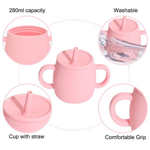 Silikon Baby Träningskopp Splittersäkra Sippy Cups för toddler med style 1