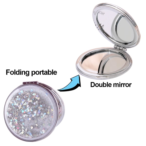 Spegelficka Mini Quicksand Makeup Mirror Portable Dubbel