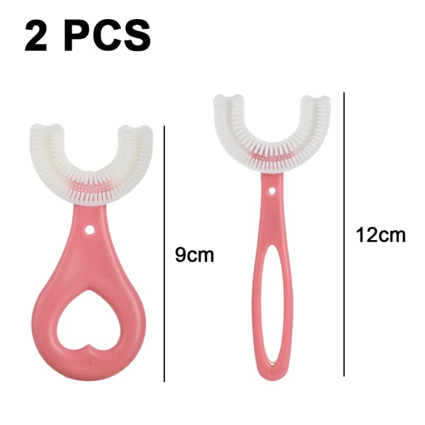 2 st U-formade tandborstar för barn, lämpliga för barn i åldern 2-6 år