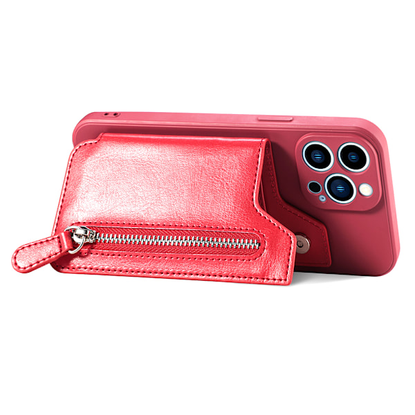 Case, med kortplatser PU-läder Kickstand Magnetlås red