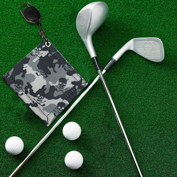 Bärbar golfbollshandduk Rengörare Golfboll Rengöring Handduk med Retractable Clip, Liten Retractable Tvättbar Våt Torr Golfboll Rengörare för Män Golf