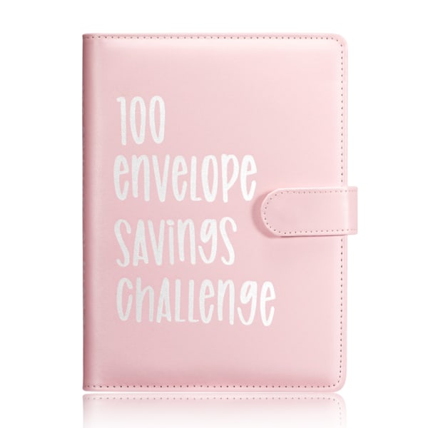 100 Envelope Challenge Binder, enkelt och roligt sätt att spara $5 050, Pink