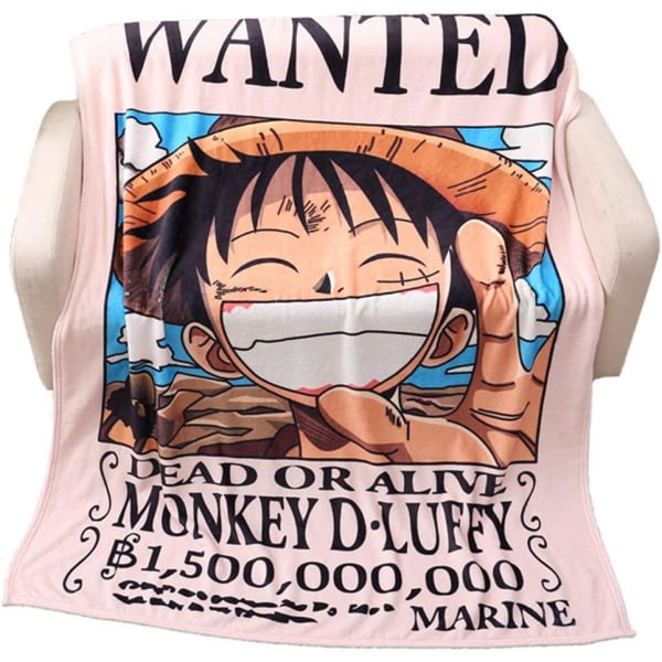 Sweet&rro17 Anime One Piece Luffy Wanted Cuddly Filt, Flanell Fluffy Filt, Mysig filt/Sofffilt/Resfilt