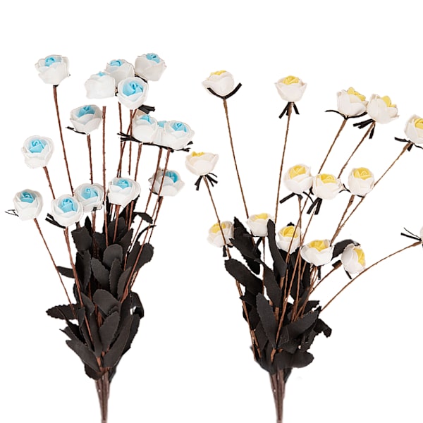 2 förpackningar konstgjorda rosor Rose plastblommor Yellow core+sky