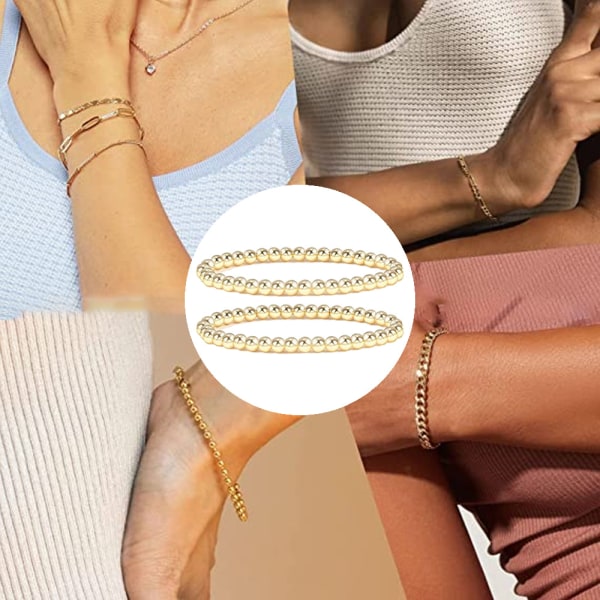 Pläterade armband för kvinnor Elastiskt stretcharmband Trendigt