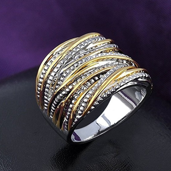 Retro dubbel guld textur manlig och kvinnlig universal ring,