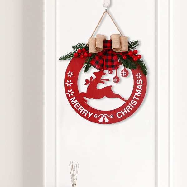 Christmas trä hängande ornament, jul väggdekor front Elk deer