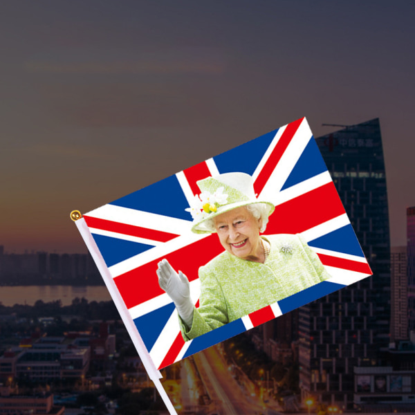 Drottning Elizabeth II handviftande flagga 14cm x 21cm Mini Hand Held
