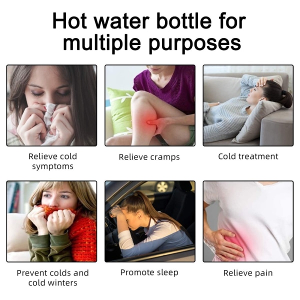Varmvattenflaska, för smärtlindring varm terapi，bra present till