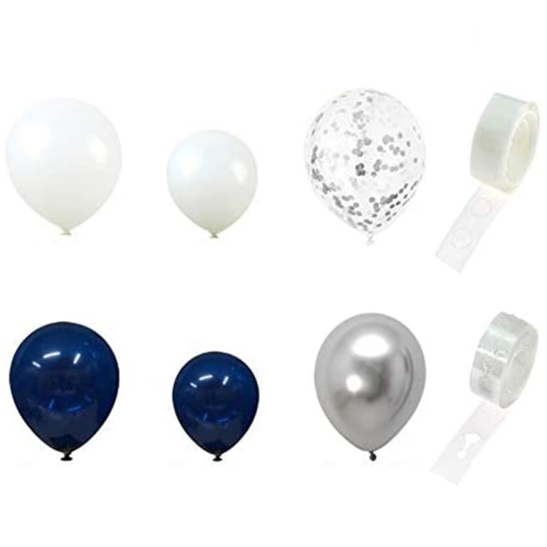 Blå ballonger Garland Kit, marinblå konfetti vita ballonger