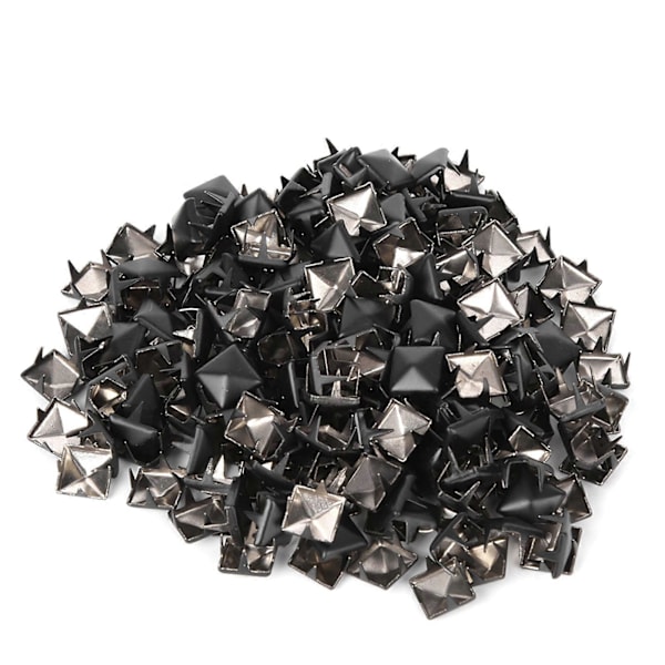 200 st Fyrkantiga Nitar Metall Stilfulla DIY Skor Väskor Hattar Dekorationsaccessoarer 9mm Matt Svart
