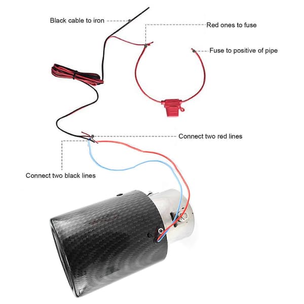 Eksosutblåsingstipp i karbonfiber med lysende LED-lys 1,4-2,5 tommer Universal Blått lys