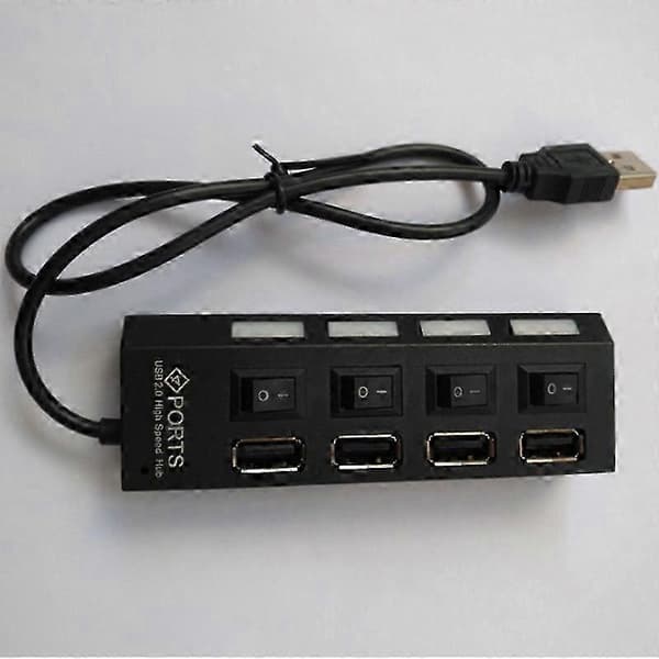 4 Porte USB Hub Splitter USB 2.0 Hub LED med 4 On/Off Kontakter til Tablet Laptop Computer Notebook