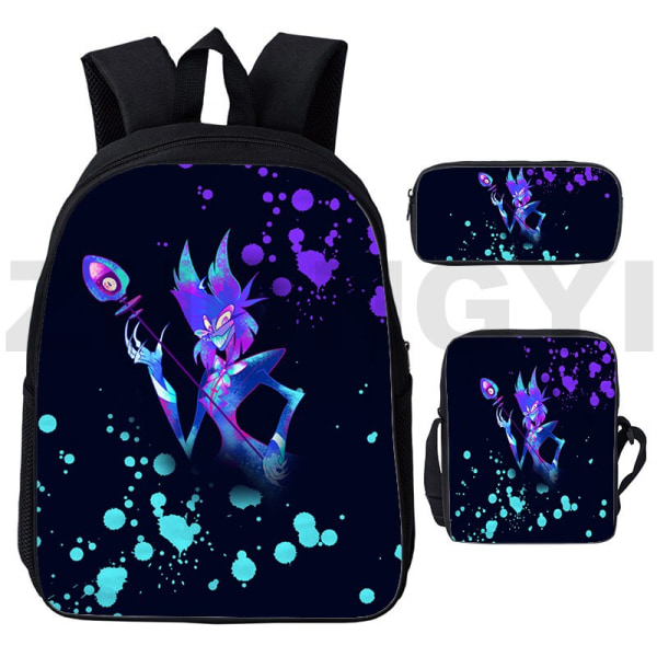 Tecknad Hazbin Ryggsäck Herr Sport Skolväska Set om 3 Hazbin3 3 Pcs Set 12 inch