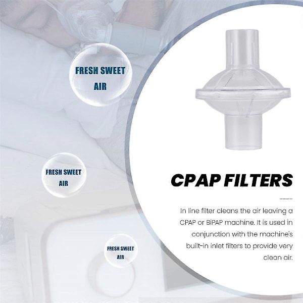 Viral In-Line Udgangsfilter Kompatibelt med Resmed, Dreamstation CPAP/BiPAP Maskine, 12 Stk.