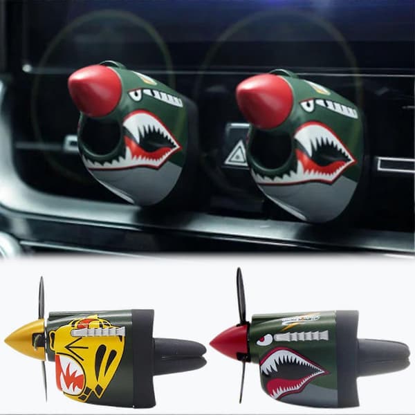 P-40 Warhawk Kreativ Propell Bil Luftventilklips, 3D Spinner Dekorasjon for AC Ventiler, Universell Passform for de fleste Biler Gray