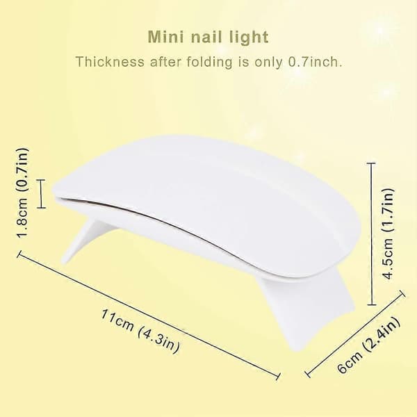 Mini USB UV LED neglelampe, 6W bærbar negletørrer, 60 sekunders timer, velegnet til begyndere