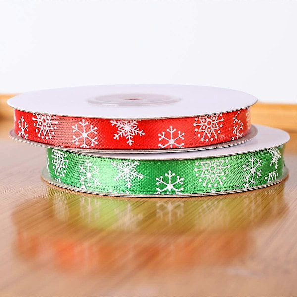 22 Meter Sateng Julebånd God Jul Grosgrain Bånd for Dekor og Gaveinnpakning