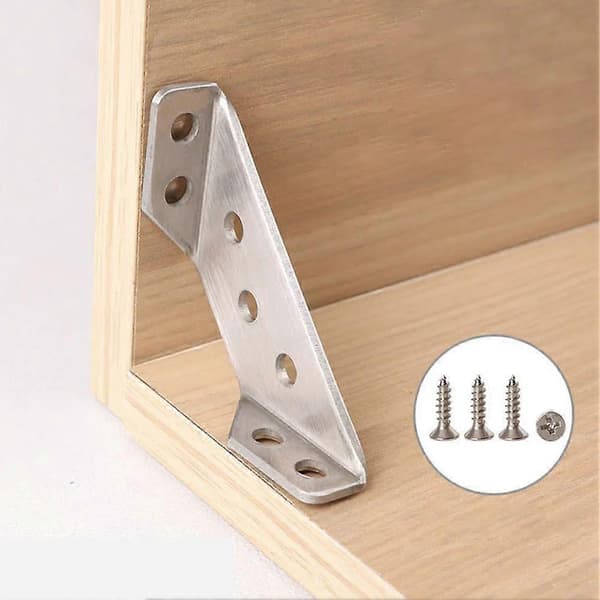 Hjørnekode i rustfritt stål Vinkelfeste Kobling Møbler Trekantstøtte 10pcs without screws