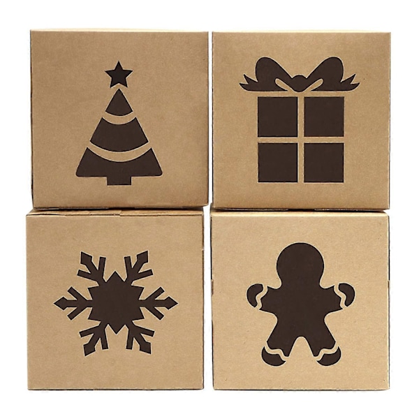 30 Kraft Pap Bageri Kageæsker Sæt 10x10x6,3 cm Auto-Popup til Jule Cupcakes, Småkager