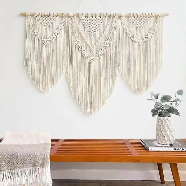 Vegghengt Stort Boho Chic Vevd Gobelin Blad Duske Kunst Bomullsrep Böhmisk Makrame Veggdekor for Soverom Stue Leilighet Bakgrunn