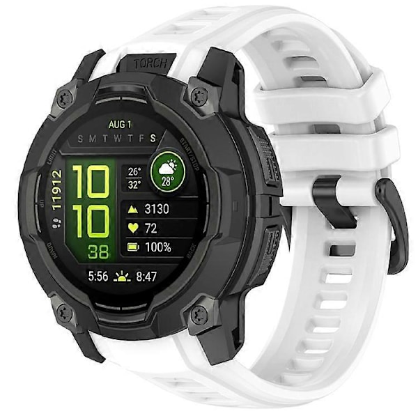 26mm Silikonrem Kompatibel med Garmin Instinct 3 Solar / Instinct 3 AMOLED 50mm Erstatningsklokkereim White
