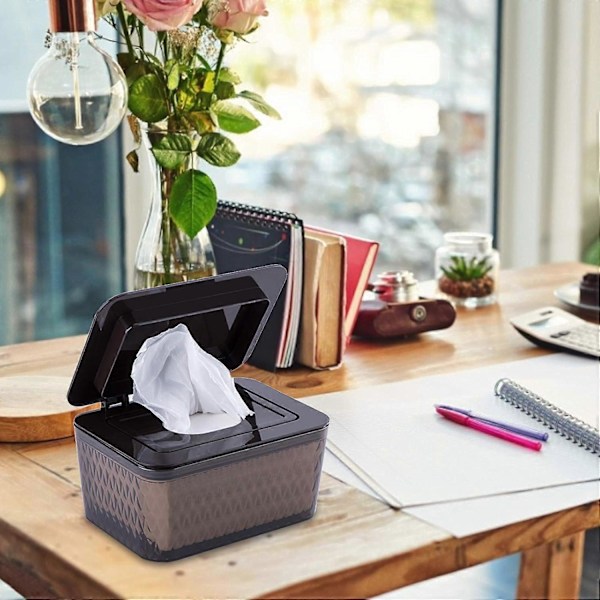 Oppbevaringsboks for våtservietter, oppbevaringsboks for papir med forseglet lokk, støvtett dispenserholder for kjøkken/hybel