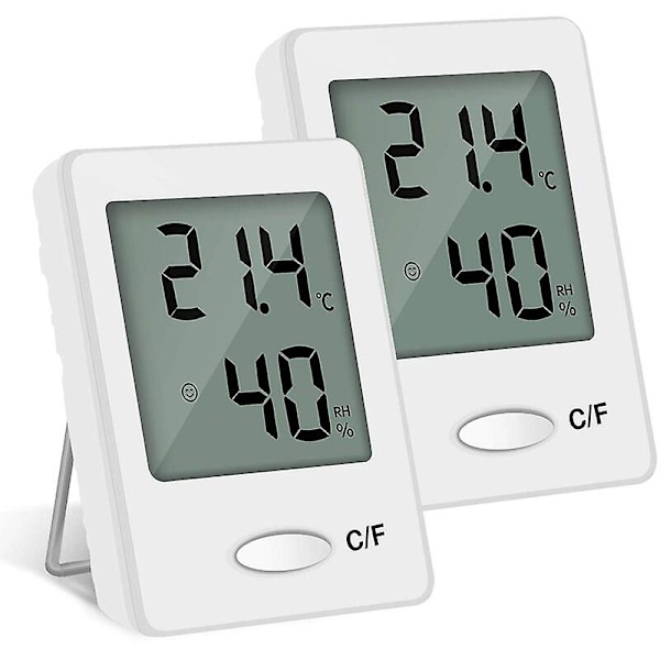 2 STK Bærbar Høj Præcision Digitalt Indendørs Hygrometer Temperatur Fugtigheds Termometer (hvid)