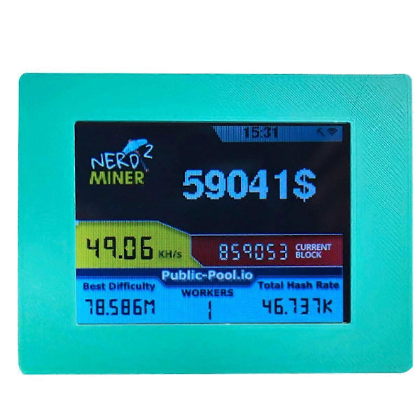 Nerdminer V2 Miner 56KH/S 2.8 Tommers LCD-skjerm BTC Lotteri Miner Bitcoin Solo Miner Nerd Miner Grønn