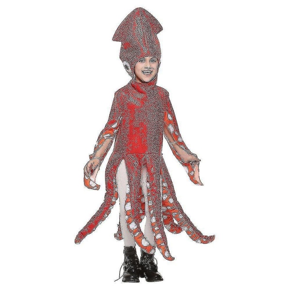 Sjovt familie blæksprutte kostume rød blæksprutte svampe jumpsuit til børn Havdyr kostume Halloween Carnival Cosplay Kids-L