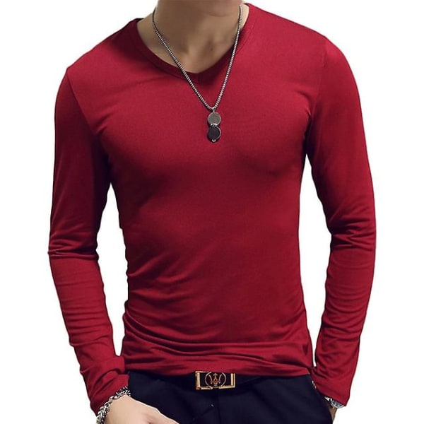 Poolokaulus miehille, yksivärinen, slim fit, joustava, ohut, neulepusero, kevät, syksy, alusvaate, poolokaulus, miesten neulepaita, aluspaita, t-paita Red wine 2 S