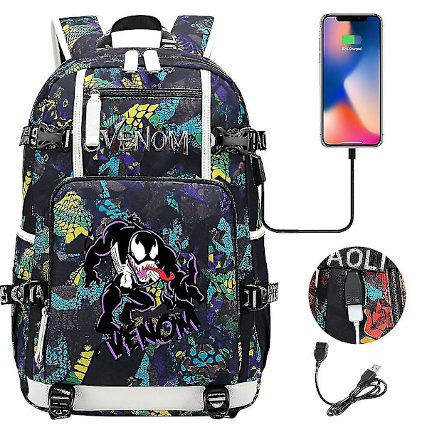 Venom Fashion Tryckt Usb Ungdom Skolväska (3-20) Color-4
