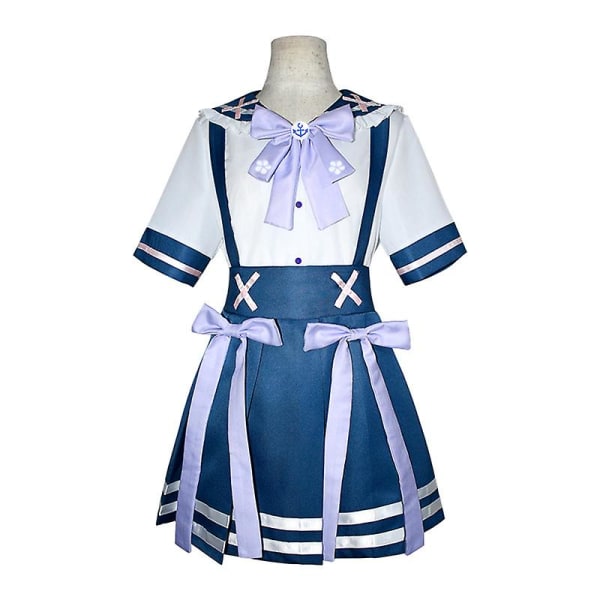 Anime Cosplay Kostym Minato Aqua Vit Jk Uniform Sjömansdräkt Vardagskläder Halloweenfest XL