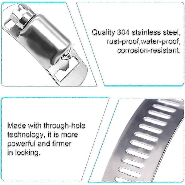 Slangeklemmer Slangeklemmer Rustfritt Stål Ormeklemme Justerbar Skrue Slangeklemme (3m, 5 Slangeklemmer)