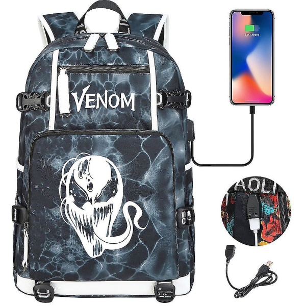 Venom Fashion Tryckt Usb Ungdom Skolväska (2-116) Color-13