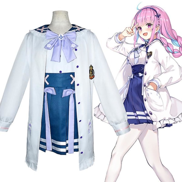 Anime Cosplay Kostym Minato Aqua Vit Jk Uniform Sjömansdräkt Vardagskläder Halloweenfest M