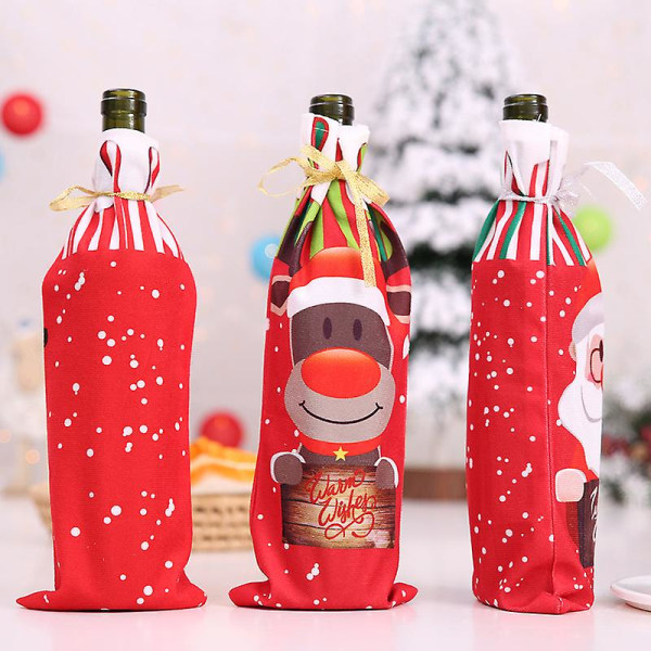 1 stk Kreativ Julevinflaske Sett Deksel Ornament Juledekorasjon For Hjem Jul Navidad Deco Noel Nyttårsgave 2022 Snowman Style18