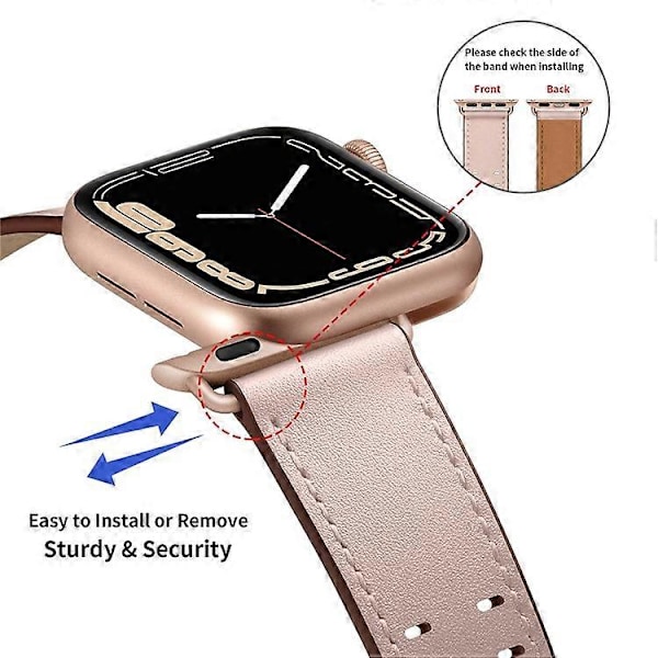 Kompatibel med Apple Watch Series 10 42mm / 9 8 7 41mm / 6 5 4 SE SE (2022) SE (2023) 40mm / 3 2 1 38mm Urrem Ægte Læder Pink