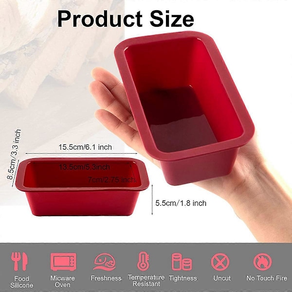 Silikon Mini Brödform 4-Delars Set Non-Stick Lätt Släpp Rektangulär Silikon Mini Kakform Suita