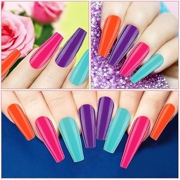 Lösögonfransar, Akryl Nagel Tillbehör, Ballerina Färg, Transparent Fransk Stil, Konstgjord Full Täckning, Lång Stil, 100 Stycken Pink