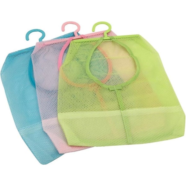 3-pakkainen riippuva pyykkipoikapussi ripustimella, kätevä mesh kotiorganisaatioon (sininen/vihreä/vaaleanpunainen)