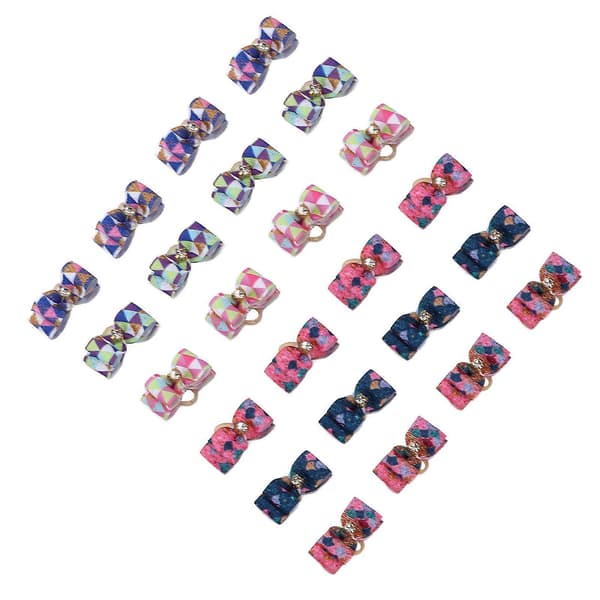 24 st Husdjurs Gummiband Färgglada Elastiska Valphårsrosetter Kit för Valpar Hundar Katter Grooming