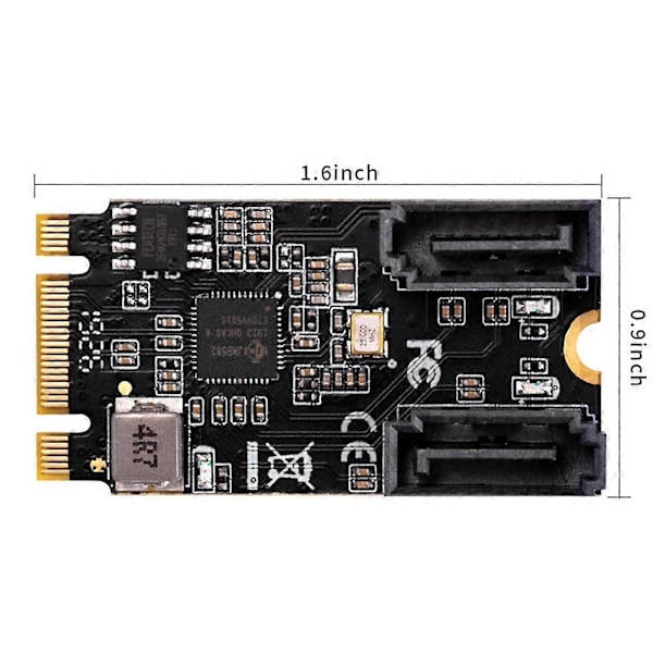 M2 PCIE NVMe SATA6G 2 Port SATA III 6Gb/S M.2 22X42 M Key og B Key Kontroller Adapterkort JMB582