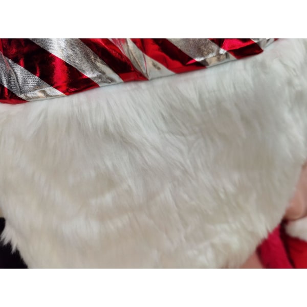 3 stk/sæt Kvinder Jul Hætte Dress Up Vinter Velvet Stribet Mrs Claus Santa Cosplay Kostume Juleferie Fest Fancy Dress XL