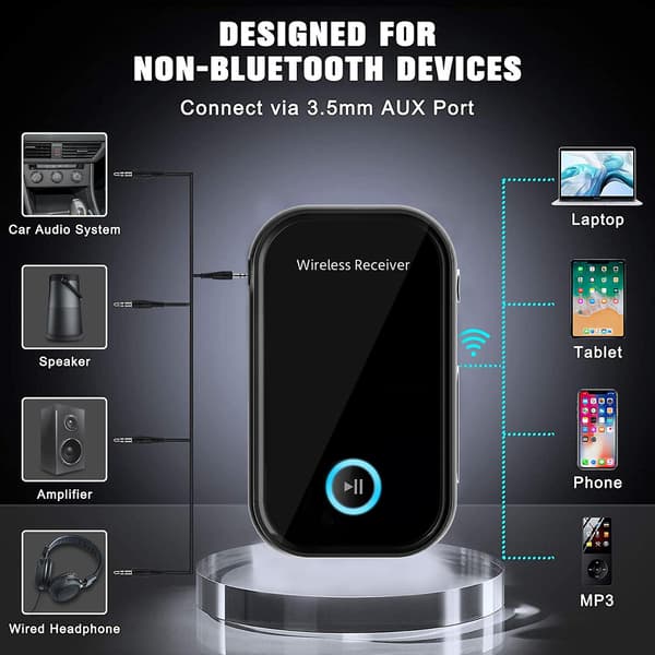 Bluetooth-adapter for bil, 3,5 mm lydkontakt Bluetooth-lydmottaker