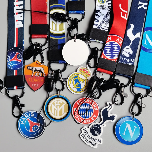 Fotballstjernelag mobiltelefon lanyard anti-tapt nøkkelring arbeidskort avtakbar ledning fan gave 8