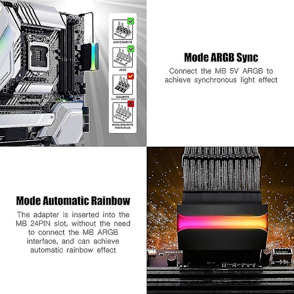 Atx 24 Pin Till 90 Grader Strömadapter Argb Moderkort 24pin Styrhuvud Diy Monterings Tillbehör TY