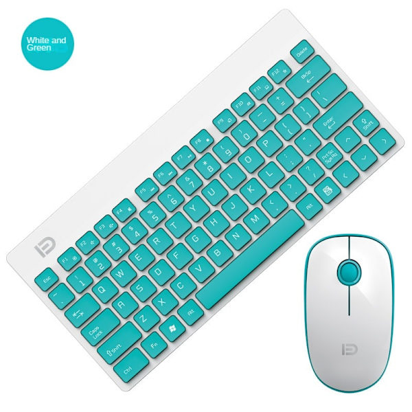 Trådløst tastatur og mus 2.4G sæt Mini tastatur Laptop tastatur mus green